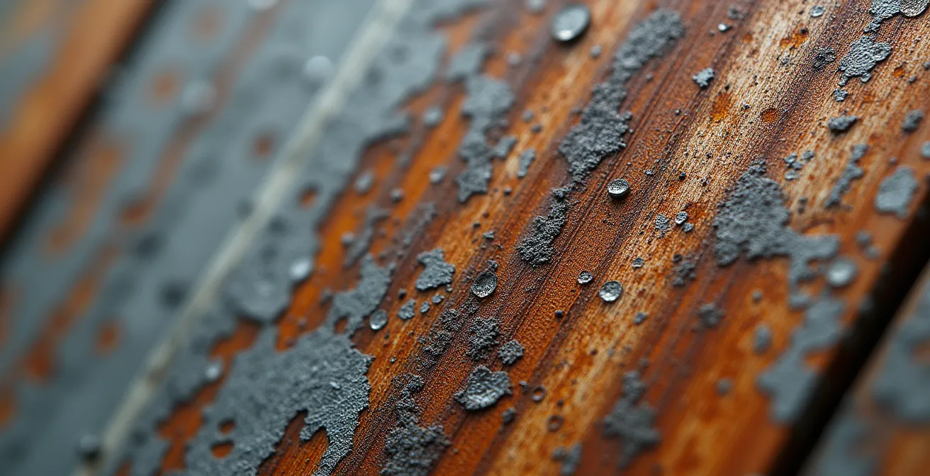 Détail macro de matériaux de construction montrant l'usure naturelle du temps