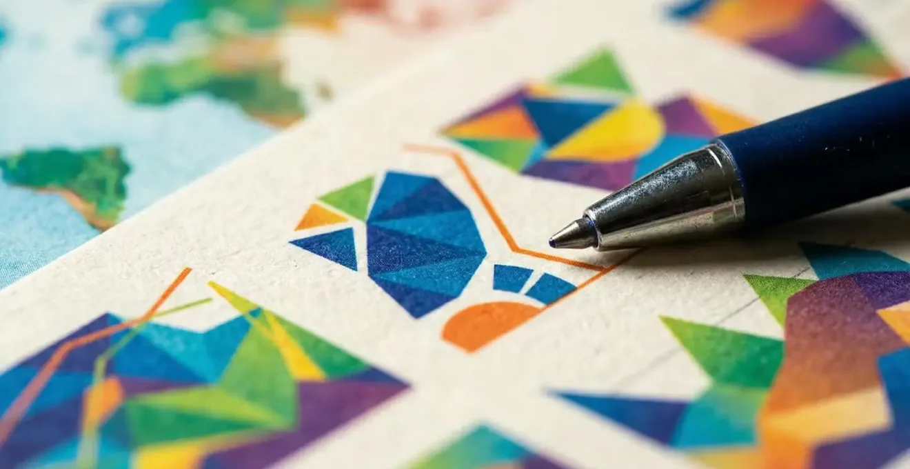 Vue macro de documents d'analyse patrimoniale avec graphiques colorés et carte de La Réunion en arrière-plan flou