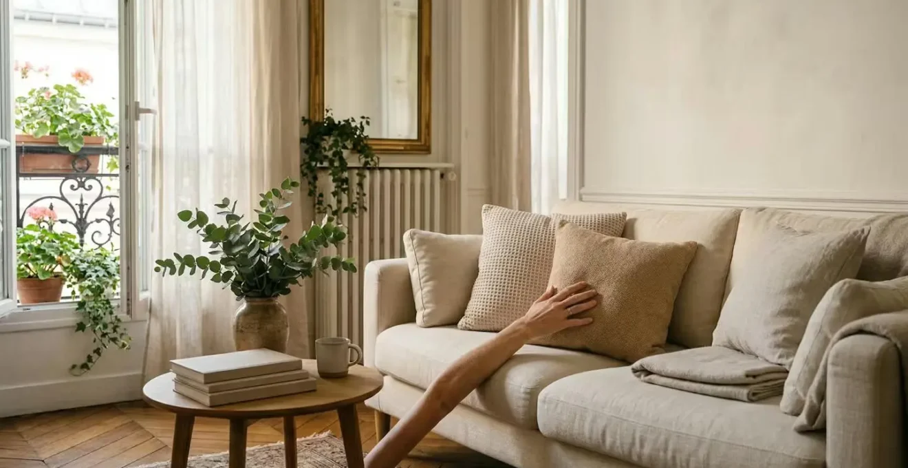 Intérieur chaleureux d'un appartement meublé prêt pour la location avec lumière naturelle