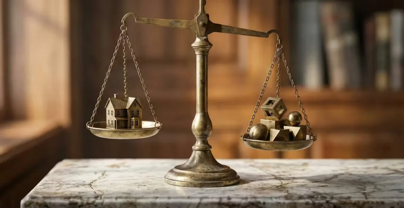 Balance symbolisant l'équilibre fragile entre revenus locatifs et revenus professionnels pour le statut LMNP