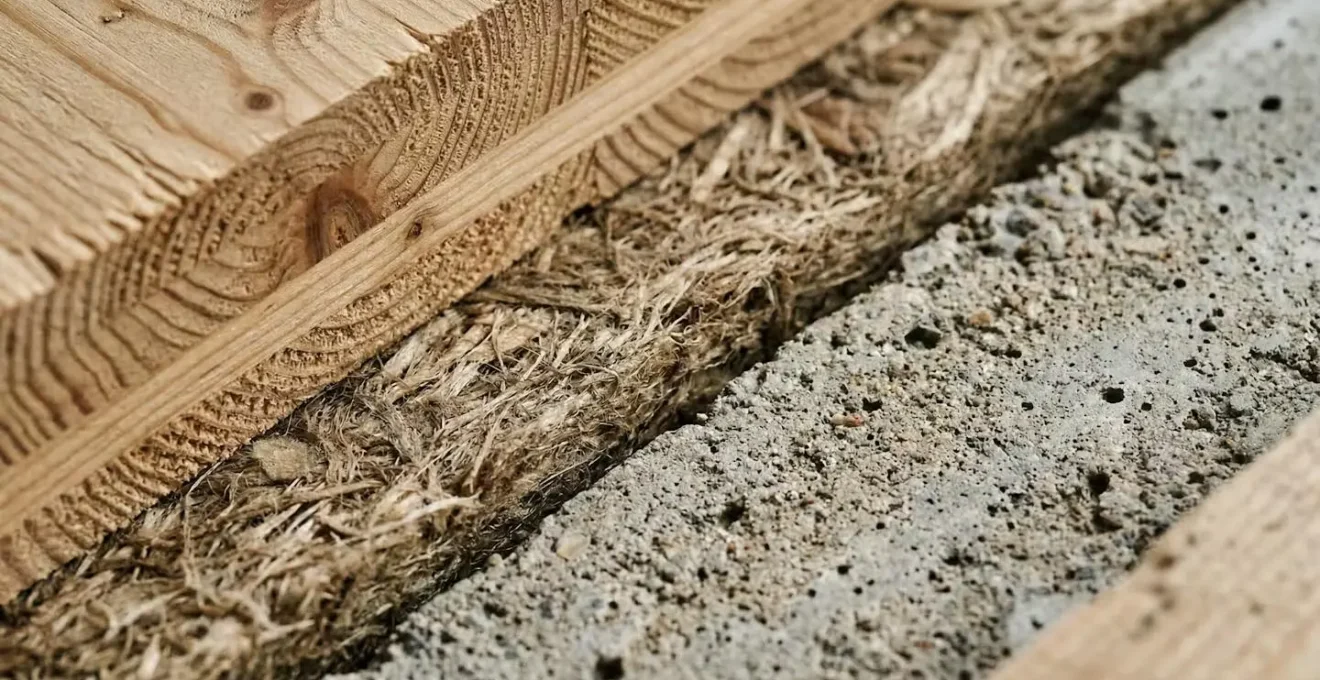 Gros plan sur des matériaux de construction biosourcés représentant les surcoûts de la RE2020