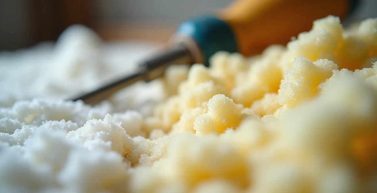 Vue macro sur matériaux d'isolation thermique et outils de rénovation