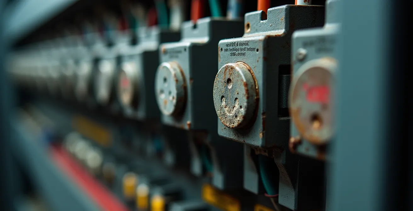 Tableau électrique avec éléments de sécurité manquants lors d'un diagnostic